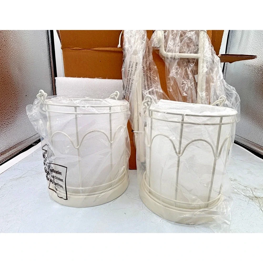 Hearth & Hand 2ct Outdoor Stake Candle Lantern‎ Powder Coated Finish White NIB